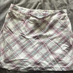 White and Pink Mini Skater Skirt for Casual Wear
